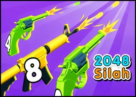 2048 Silah - Sevilen iki oyunun birleşimi bu oyunda daha güçlü silahlar yapmak için aynı seviyedeki silahları birleştirin