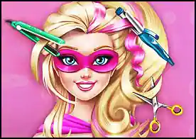 Barbi Canlı Saç Kesimi - Süper Barbi'nin saçları üzerinde gerçek zamanlı değişimler yapabilir onları kolayca istediğiniz şekle sokabilirsiniz