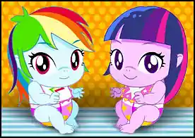 Bebek Twilight ve Rainbow - Sevimli ve şirin pony bebeklerin bakımını yap onları eğlendir iyi vakit geçirmelerini sağla