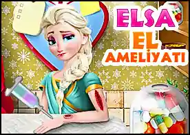 Elsa El Ameliyatı - Buzda ayağı kayıp düşen Elsa'nın eline buz parçaları saplanır