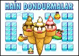 Hain Dondurmalar - Bu eğlenceli oyunda hain dondurma tarafı olarak canavarlara yakalanmadan meyveleri topla