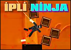 İpli Ninja - Uzayan ipi olan bir ninjasın engellerden ve zararlı şeylerden kaçıp vücut parçalarını dağıtmadan gidebildiğin kadar git