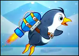 Jet Roketli Penguen - Kafayı uçmaya takmış olan penguencik tüm tehlikelere göğüs gerip havada süzülüyor