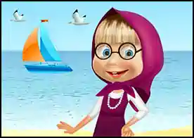 Masha Plajda - Sevimli Masha plaja gitmis ve en güzel şekilde dekorasyon yapıp eğlenmek istiyor ona eşlik edin