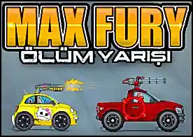 Max Fury Ölüm Yarışı - Mini arabayı sürebildiğin kadar hızlı sür diğer yarışçılara ateş edip onları parçala havada taklalar atarakk nitroyu aç