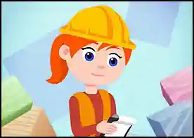 Mühendis Kız - Mühendis kız küp şeklindeki blokları inşaat alanına yerleştirmek istiyor ona yardımcı olun