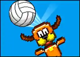 Piksel Voleybol - Şimdiye kadar oynadığın en zorlu voleybol maçına hazır ol dev voleybol topuna kafa atmaya çalışarak rakibi yen