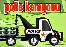 Polis Kamyonu - Polis kamyonetini kullanarak çeşitli trafik eşyalarını depoya götürün