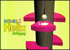 Renkli Helix Atlayış - Bu sefer zıplayıp duran topu renkli spiral yolu döndüre döndüre aşağı indirmeye çalışıyoruz