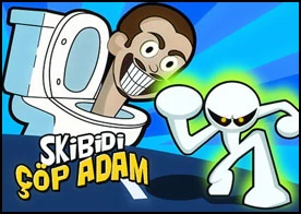 Skibidi vs Çöp Adam - Efsanevi dövüşçümüz çöp adam bu sefer ucube yaratık skibidi tuvalet kafa ile savaşıyor