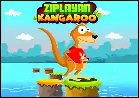 Zıplayan Kanguru - Sevimli kangurumuz suya düşmeden tahta kazıkların üstünde zıplaya zıplaya ilerlemeli
